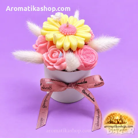„Sunny Kiss“ – Ароматен соев букет, снимка 2 - Декорация за дома - 56680645