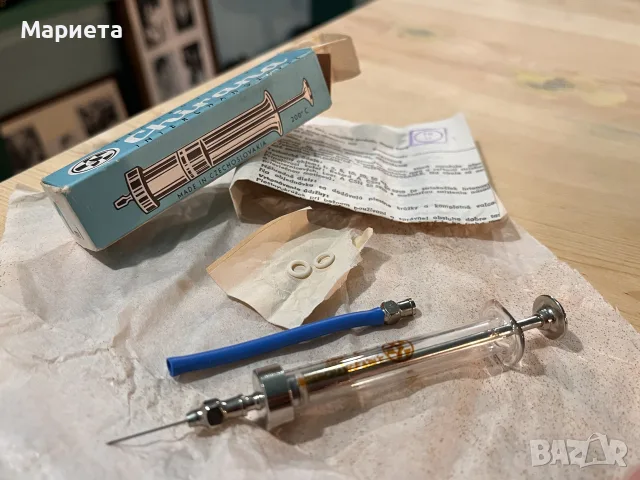  Chirana Стара стъклена спринцовка Стар предмет Колекция, снимка 9 - Медицински консумативи - 56636542