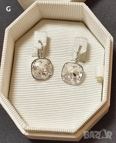 Swarovski sylver-tone crystal drop обеци, снимка 2 - Обеци - 56558109