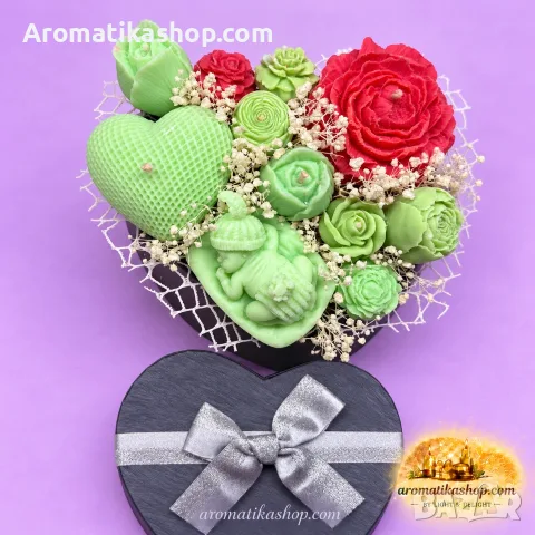 „Emerald Love“ – Ароматен соев букет, снимка 6 - Декорация за дома - 56682000
