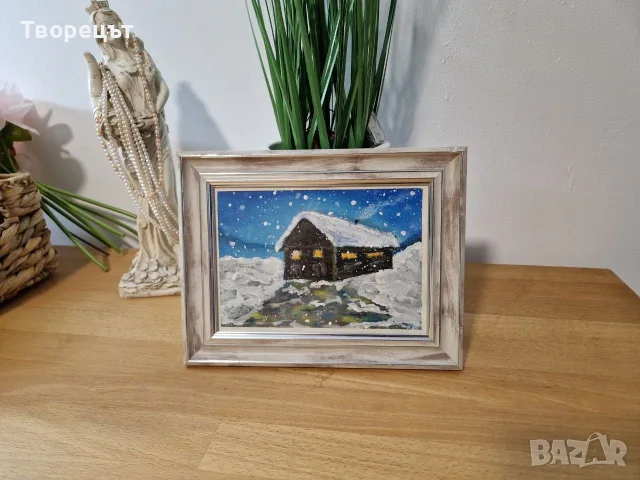 Картина Маслени пастели ''Зима'' с рамка 