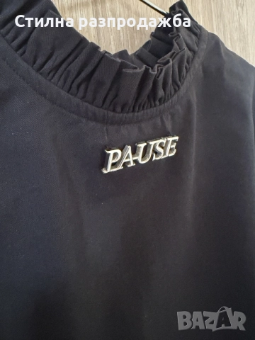 Черна блузка тип риза Pause Jeans – размер XS, снимка 2 - Ризи - 56599202