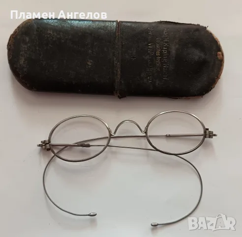 Редки Немски Антикварни Очила Пенсне с оригинален кожен калъф-Берлин-1900г.