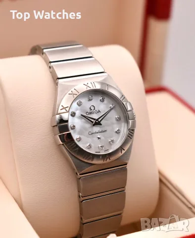 Omega Constellation 28mm Qauartz Steel MOP Dial Diamond Дамски