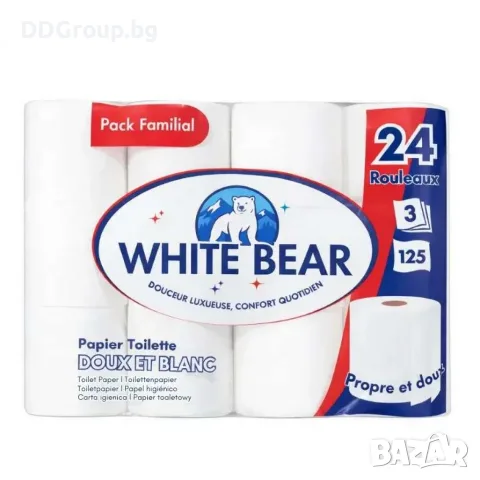 White Bear Тоалетна хартия, бяла луксозна, 24бр