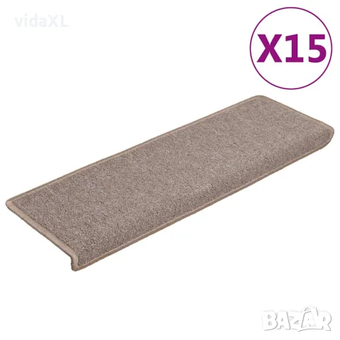 vidaXL Изтривалки за стълби 15 бр. 65x21x4 см светлокафяви с правоъгълен кант