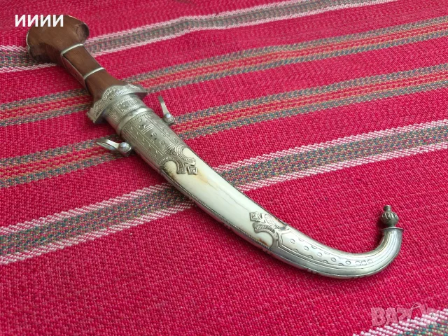 Сребърна кама ханджар, снимка 2 - Антикварни и старинни предмети - 56584097