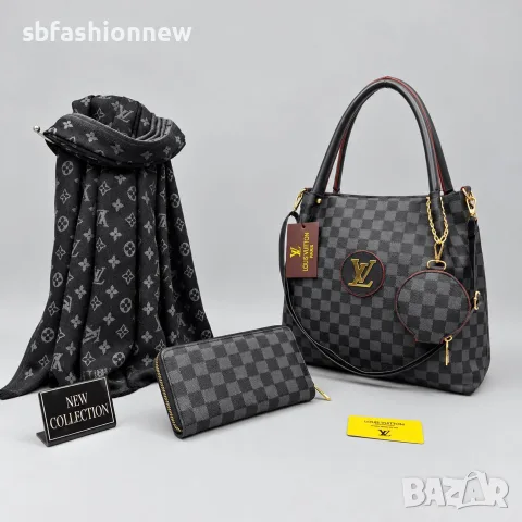 Комплект LV ✨ шал портмоне чанта, снимка 4 - Чанти - 56588450