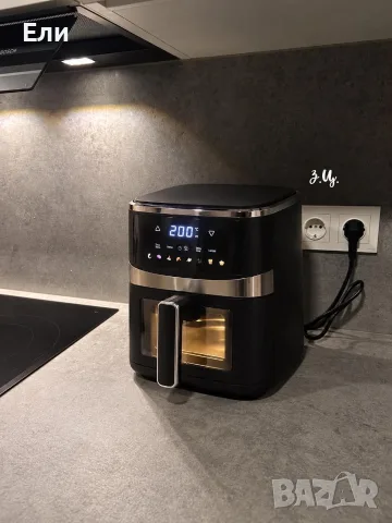 Намалена цена! Фритюрник с горещ въздух 5L, 1500W, 8 програми, LCD дисплей, прозорец за наблюдение 