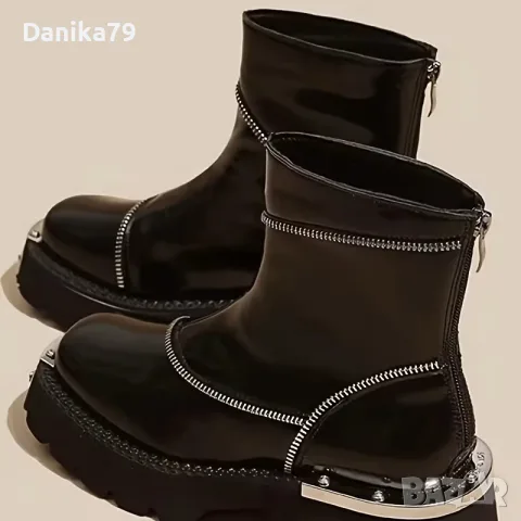 Дамски черни боти, снимка 3 - Дамски боти - 56603994