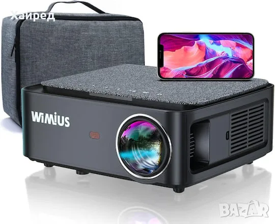 НОВ WiMiUS K1 Проектор LCD Full HD LED лампа с Wi-Fi и вградени високоговорители Черен 