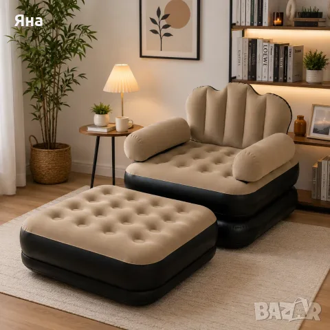 Надуваем фотьойл 5 в 1 SuperSofa - Пет вида комфорт в едно удобно решение за Комфорт и Удобство, снимка 5 - Дивани и мека мебел - 46203217