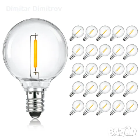 SCNNC резервни LED крушки G40 E12 1W, 220V, топло бяло 2700K, IP54, за светещи гирлянди