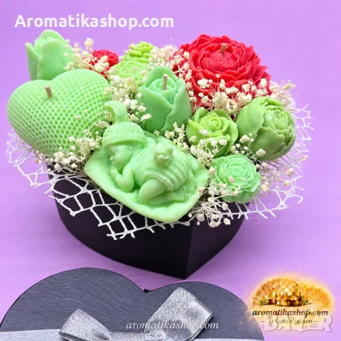 „Emerald Love“ – Ароматен соев букет, снимка 5 - Декорация за дома - 56682000