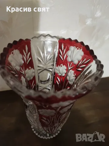Ваза чешки кристал Бохемия, снимка 5 - Вази - 56726155
