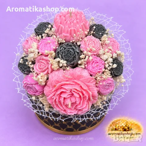 „Pink Noir“ – Ароматен соев букет, снимка 2 - Декорация за дома - 56681650