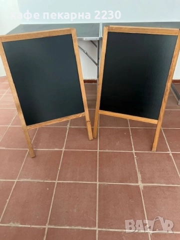Стопер с черна дъска, двустранен, дървен, 60 х 100 cm
