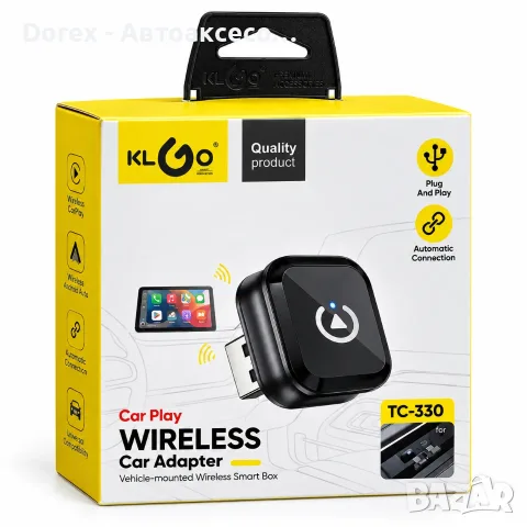 Безжичен адаптер за мултимедия CarPlay и Android Auto KLGO TC-330, снимка 4 - Аксесоари и консумативи - 56730178