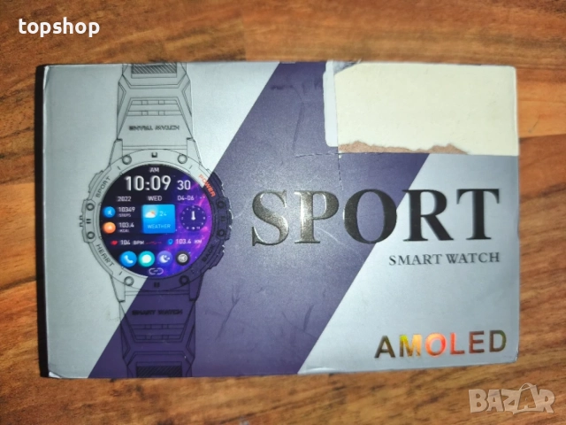 Чисто нов смарт часовник Sport Smart Watch K65 (AMOLED дисплей, Bluetooth разговори, 2 каишки)   