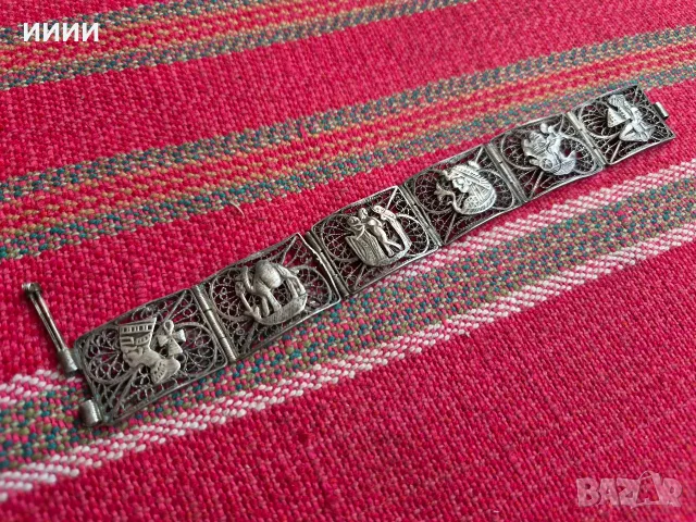 Сребърна гривна филигран 4, снимка 2 - Антикварни и старинни предмети - 56598234