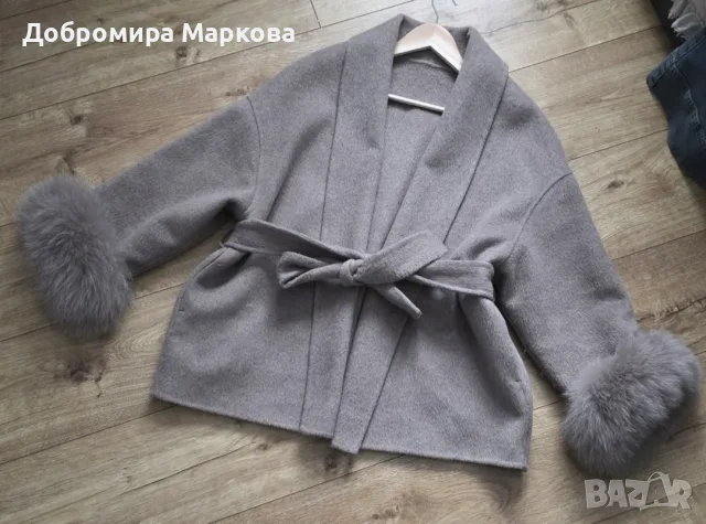 Палто кашмир и лисица, снимка 2 - Якета - 56649326