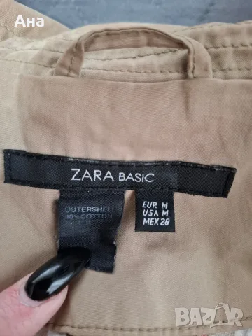 Класически бежов шлифер / тренчкот Zara Basic, размер M
, снимка 2 - Шлифери - 56737048