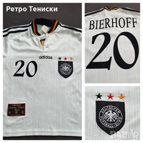 Тениска Germany — Домакински (Bierhoff #20) adidas — Мъже размер XS Бяло (сезон 1996)