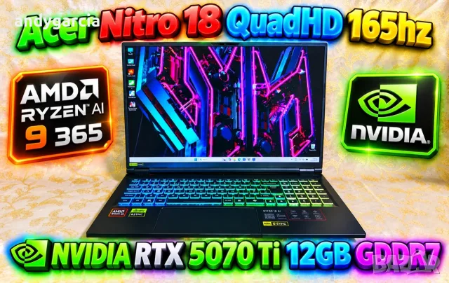  Acer Nitro 18 AI/AMD Ryze/NVIDIA RTX 5070TI 12GB/16GB RAM DDR5/1024GB SSD NVMe/ 18 QuadHD 165Hz IPS
