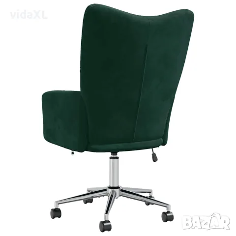 vidaXL Релакс стол, тъмнозелен, кадифе, снимка 4 - Дивани и мека мебел - 56146906