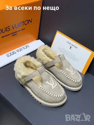Louis Vuitton Луксозни Дамски Велурени Обувки👟Дамски Пантофи С Пухкава Подплата И Каишка Код E327