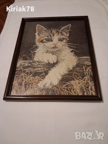 Гоблен "Коте" рамкиран, снимка 8 - Гоблени - 56584741