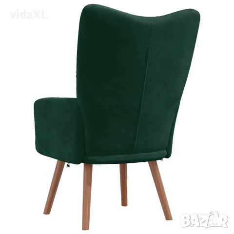 vidaXL Релакс стол, тъмнозелен, кадифе, снимка 4 - Дивани и мека мебел - 56146849