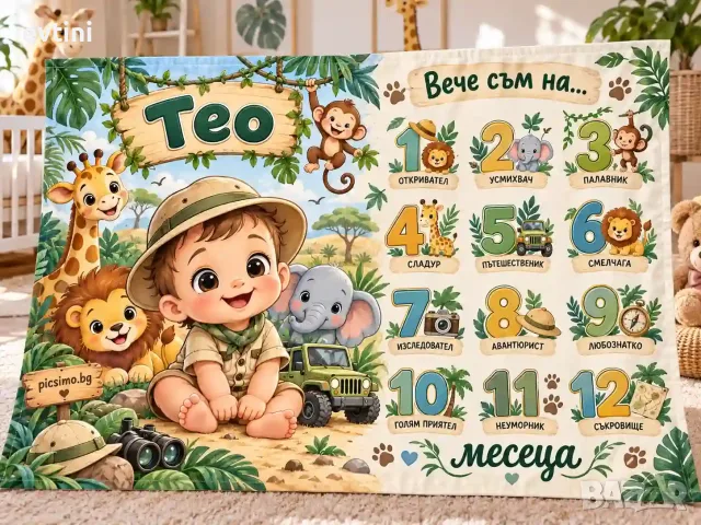Платно за снимане на бебе месечинка "Сафари"