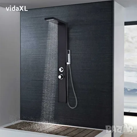 vidaXL Система душ панел от алуминий, черна, снимка 2 - Душове - 56146030