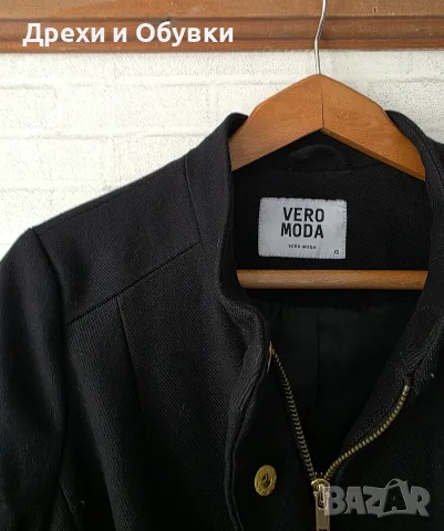 Черно разкроено палто Vero Moda, снимка 7 - Палта, манта - 56616335
