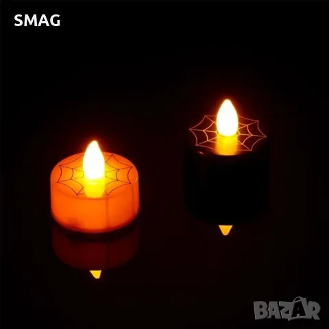 Halloween LED чаени свещички на батерии черни и оранжеви с_1213658