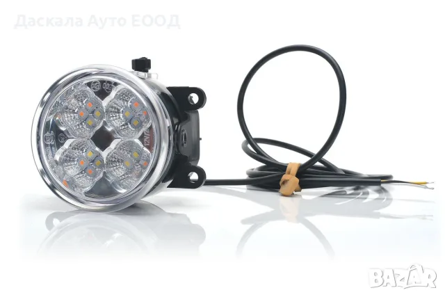 1бр. кръгъл LED халоген с дневна светлина с мигач, 12-24V , ПОЛША