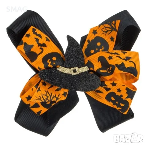 Halloween фиба за коса с черна панделка и оранжева шапка на_1239895