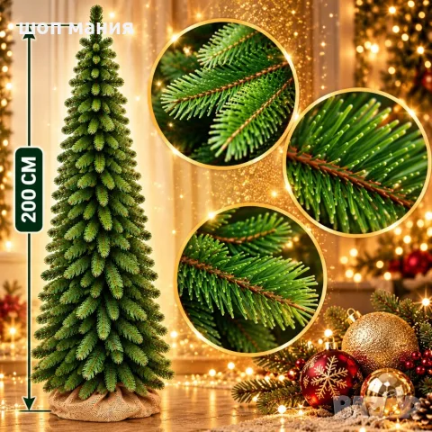 Изкуствена коледна елха PE MIX 200 см с реалистични иглички – зелена
