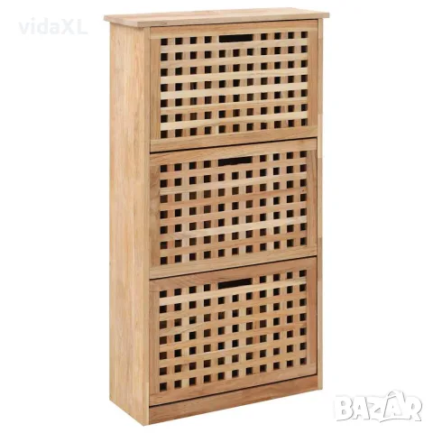 vidaXL Шкаф за съхранение на обувки, 55x20x104 cм, орехово дърво масив