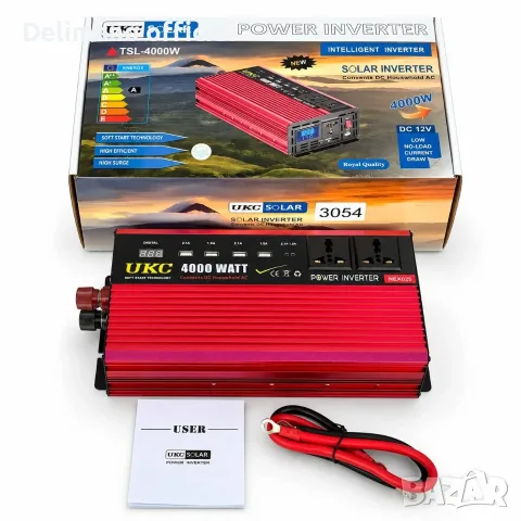 % Нов UKC Solar TSL- 5000W или 4000W DC 12V/24V ➔ AC 220V Соларен Инвертор за ток Преобразувател