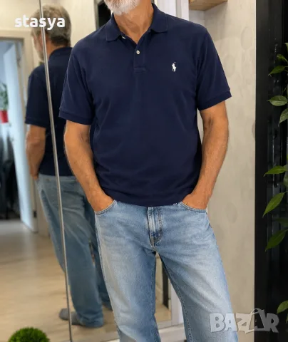 Мъжка тениска тип поло Ralph Lauren, Slim Fit, тъмносиня, размер M
