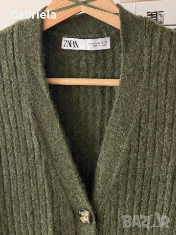 Дълга зелена жилетка Zara , снимка 3 - Жилетки - 56633795