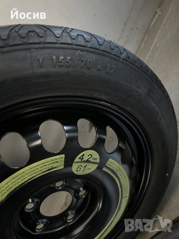 Резервна гума патерица 155/70 R17 Mercedes e class, снимка 4 - Гуми и джанти - 56584991