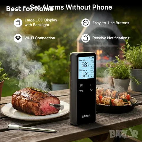 Безжичен термометър за месо BFOUR BF-80, WiFi и Bluetooth, снимка 2 - Термометри, влагомери, хигрометри и барометри - 56582316