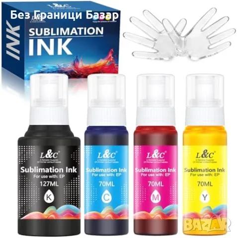 Ново Мастило за сублимация Epson EcoTank CMYK 337 мл комплект 4 бутилки за принтер печат тонер
