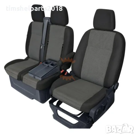 Комплект тапицерия 2+1 за Ford Transit Custom (2013–2023) – черен, с отвор за двойната седалка