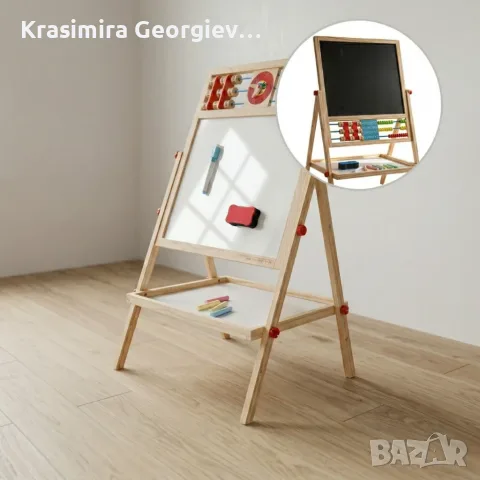 Мултифункционална образователна детска дъска с дървена рамка, снимка 9 - Образователни игри - 56642155