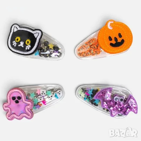 Halloween шноли за коса с конфети 6 см 4 броя за момичета_1267572