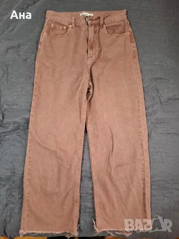 Кафяво-розови дънки с широки крачоли Pull&Bear (Wide Leg), размер EUR 36 / S